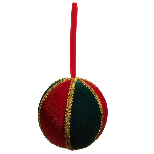 5" Red and Green Velvet Ornament | Classic Luxe Holiday Style