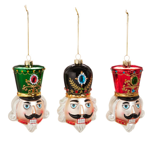 4.75" Nutcracker Head Ornament | Available in Green, Black, or Red