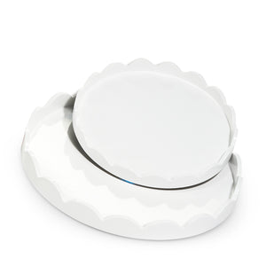 16" Round Scallop Tray | Set of Two | Available in Red or White