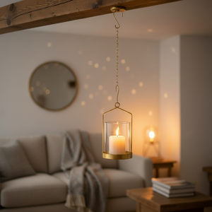 6" Gold Hanging Lantern with Chain
