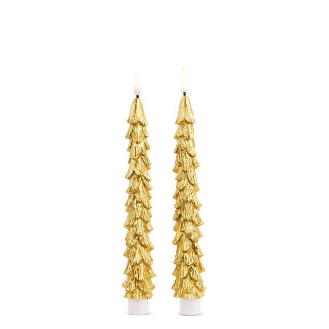 8.5" Gold Tree Taper Candles Set