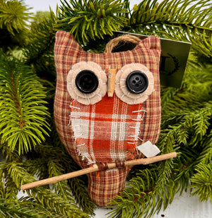 5.5" Plaid Owl Ornament | Set of 3