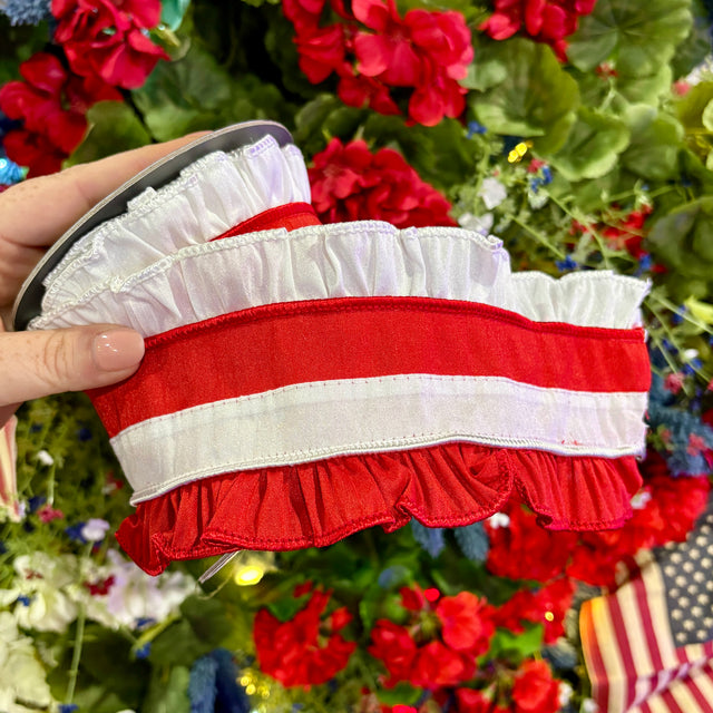 4"X5YDS Ruffle Festivity Deluxe Dupioni Wired Edge Ribbon