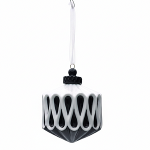 3.5" Hand-Blown Porcelain Bauble | Black & White