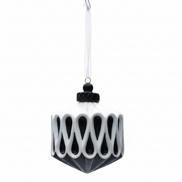 3.5" Hand-Blown Porcelain Bauble | Black & White