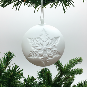 90mm Porcelain White Snowflake Imprint Ornament