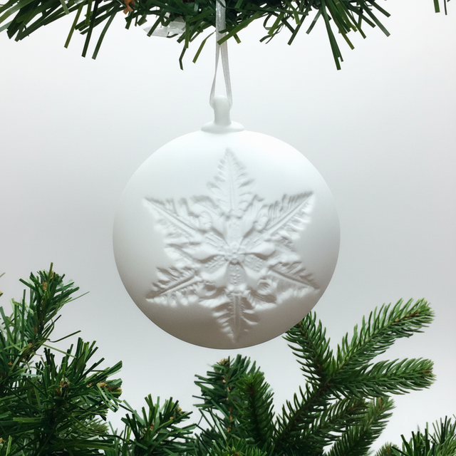 90mm Porcelain White Snowflake Imprint Ornament