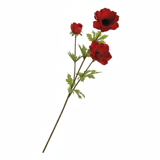 26" Red Colorfast Velvet Anemone Spray
