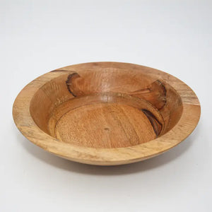 15.75" Brown Round Wooden Bowl