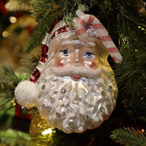 6.25" Glass Santa Face Ornament