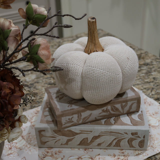 Decorative Book Boxes, Natural Tones Set of 2