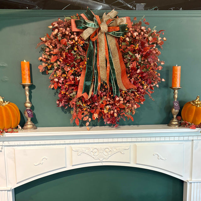 42H" × 36W" Autumn Orchard Custom Fall Wreath with Bow