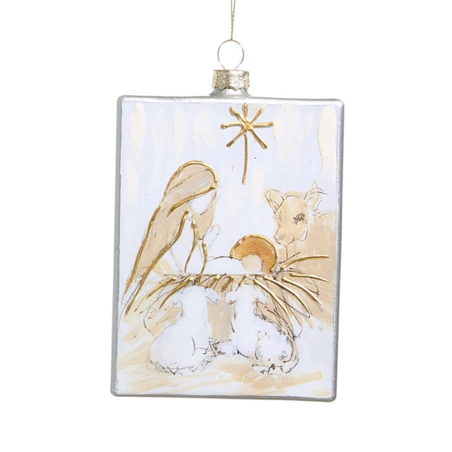 5" Rectangle Nativity Ornament