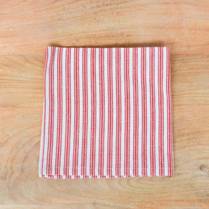 18"x18" Ticking Stripe Napkin | Red & White
