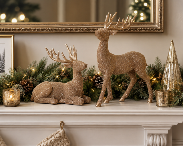 Bronze Glittered Deer, Set of 2, additional view
