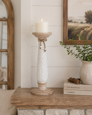 15.5" Natural Wooden Candle Holder