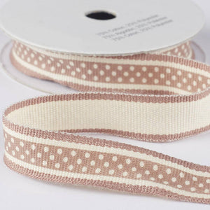 1/2" x 2YDS Tan Polka Dot Webbing Ribbon