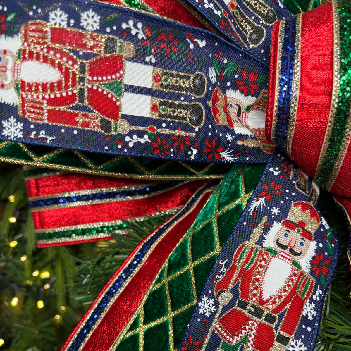20" Navy Nutcracker Designer Bow