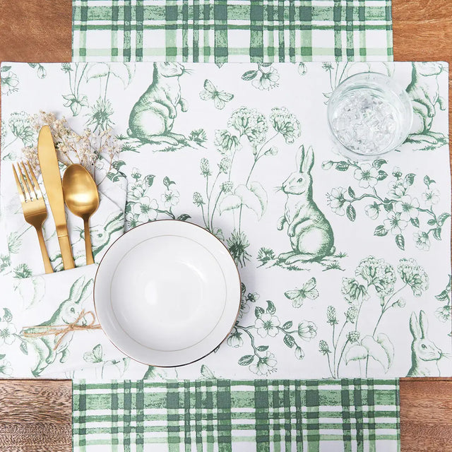 Easter Spring Greens Bunny Toile Napkin