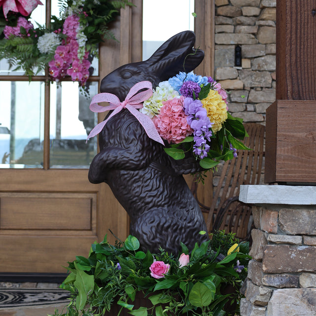 35" “Chocolate” Bunny with Basket | Brown or Ivory