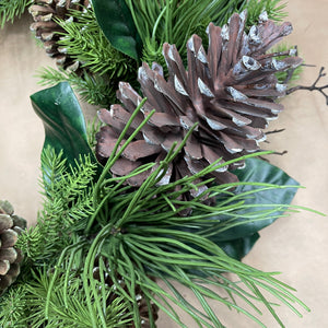 26" Long Needle Pine with Pinecones Fir Magnolia Wreath