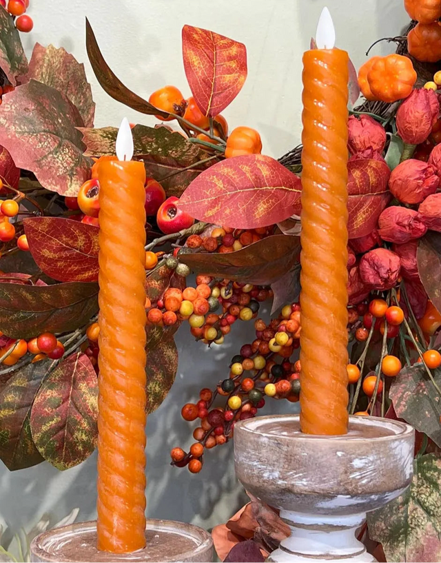 9" Orange Spiral Tapers – Set of 2
