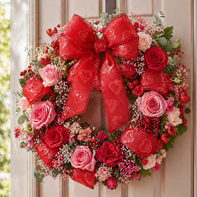 4" x 10yd Red Valentine’s Day Hearts Ribbon