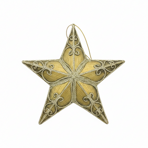 9" Antique Gold Swirl Star Ornament