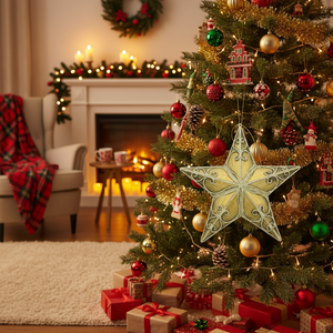 9" Antique Gold Swirl Star Ornament