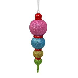 8" Multi Color Glitter Finial Ornament