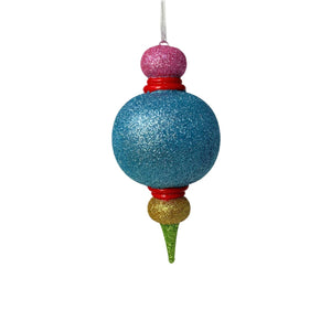 6" Multi Color Glitter Onion Finial Ornament