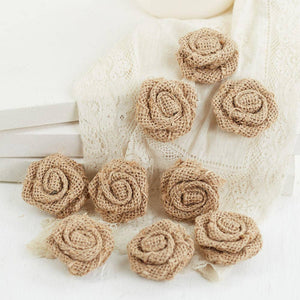 1.5" Burlap Rose Embellishments | Pack of 9