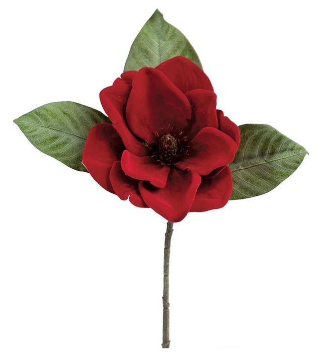 15" Red Velvet Magnolia Pick