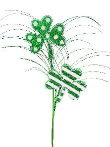 24" Green & White Polka Dot Stripe Clover Spray