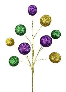 18" Glitter Ball Pick | Purple, Green & Gold