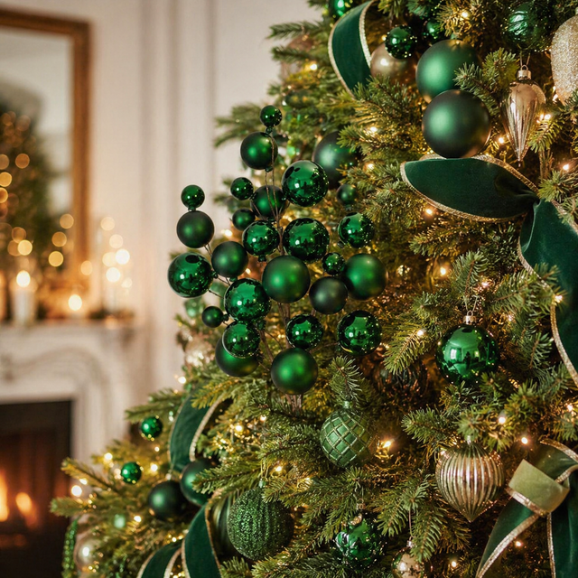 30" Ball Ornament Spray Mocha | Champagne | Red | Green