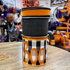 Designer Ribbon Bundle | Halloween BOO Buffalo Check