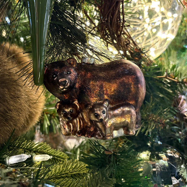 4" Glass Mother Bear & Cubs Ornament