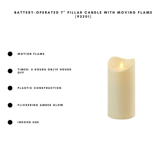 Battery-Operated 7" Pillar Candle with Moving Flame
