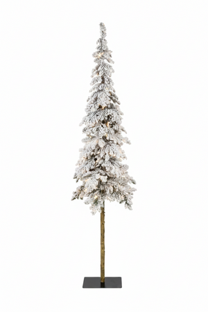 8' Alpine Fir Snowy Tree with Metal Base