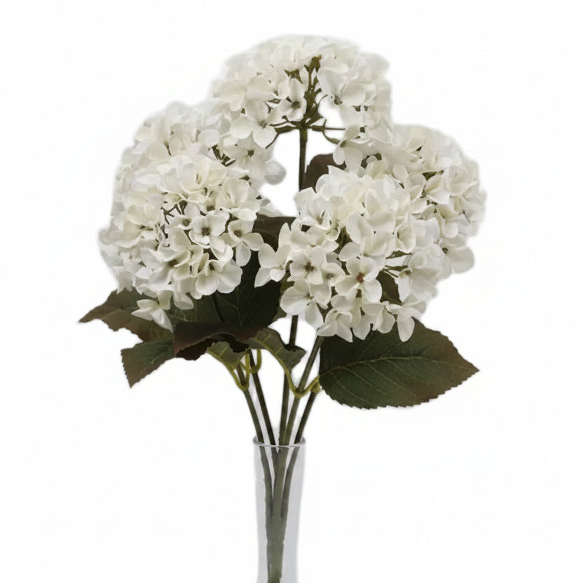 16 inch Cream Hydrangea Bush - 5 Blooms