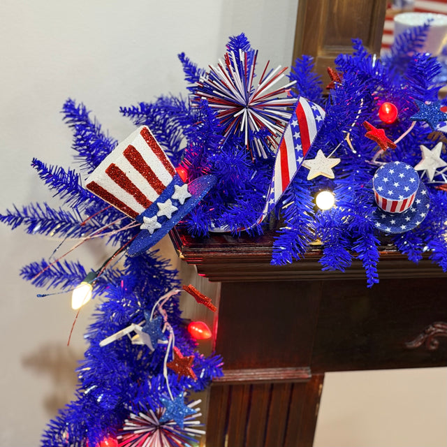 9' Patriotic Parade Lit Designer Garland