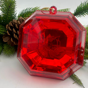 6" Red Square Precious Gem Ornament