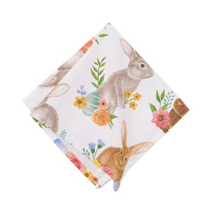 18" x 18" Easter Spring Floral Bunny Rabbit Napkin