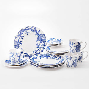 10.75" Blue & White Arcadia Rimmed Dinner Plate