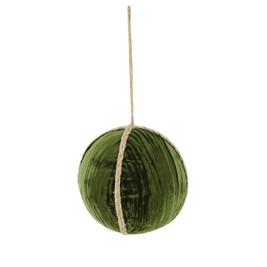 6" Velvet Ball Ornament - Green