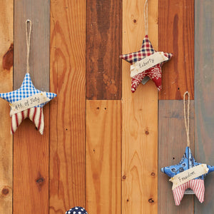 6" Patriotic Cottage Star Ornaments Set of 3