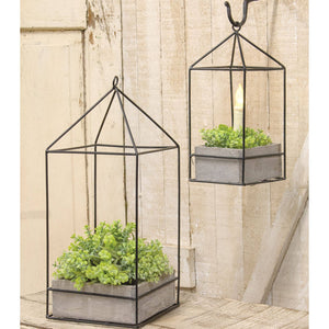 15.25" Wood Plant Holder With Metal Frame