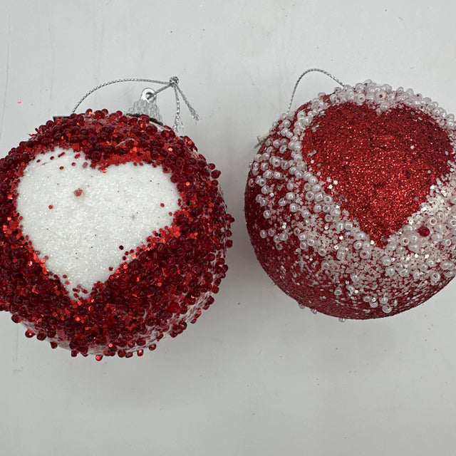 Bauble foam glitter heart ornament