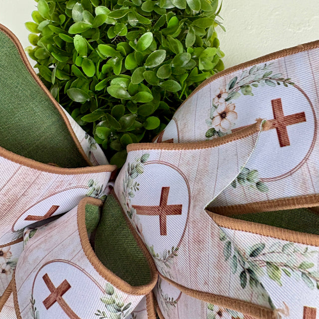 27" Springtime Devotional Boxwood Wreath with Ribbon Bow